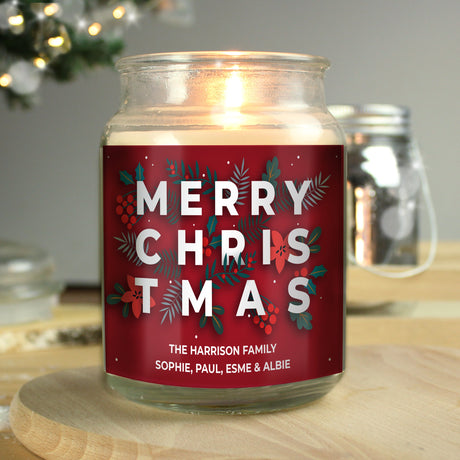 Personalised Large Scented Christmas Jar Candle: 3 - Candles By Gift Moments