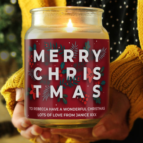 Personalised Large Scented Christmas Jar Candle: 2 - Candles By Gift Moments