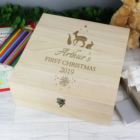 Personalised Large Wooden Christmas Keepsake Box: 2 - Keepsake Boxes By Gift Moments