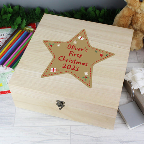 Personalised Large Wooden Christmas Keepsake Box: 2 - Keepsake Boxes By Gift Moments