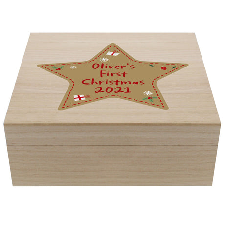 Personalised Large Wooden Christmas Keepsake Box: 4 - Keepsake Boxes By Gift Moments