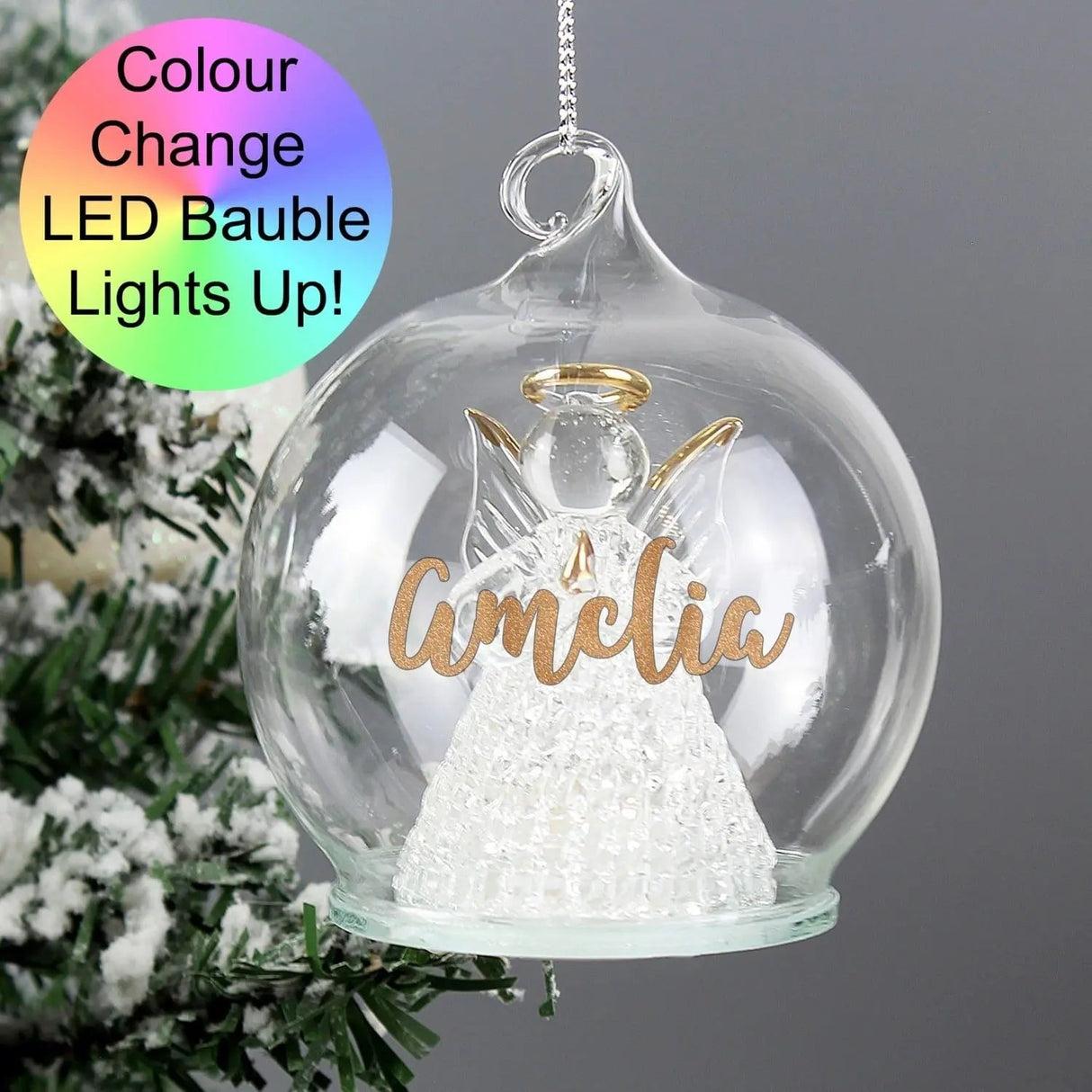 Personalised LED Angel Christmas Bauble: 2 - LED Lighting By Gift Moments