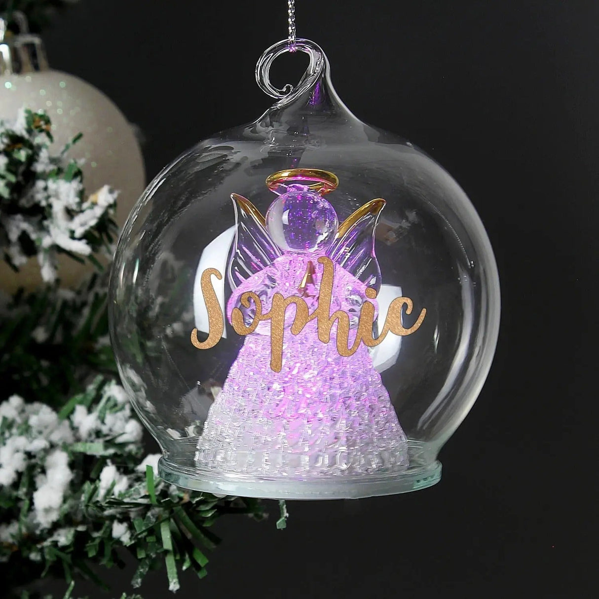 Personalised LED Angel Christmas Bauble: 3 - LED Lighting By Gift Moments