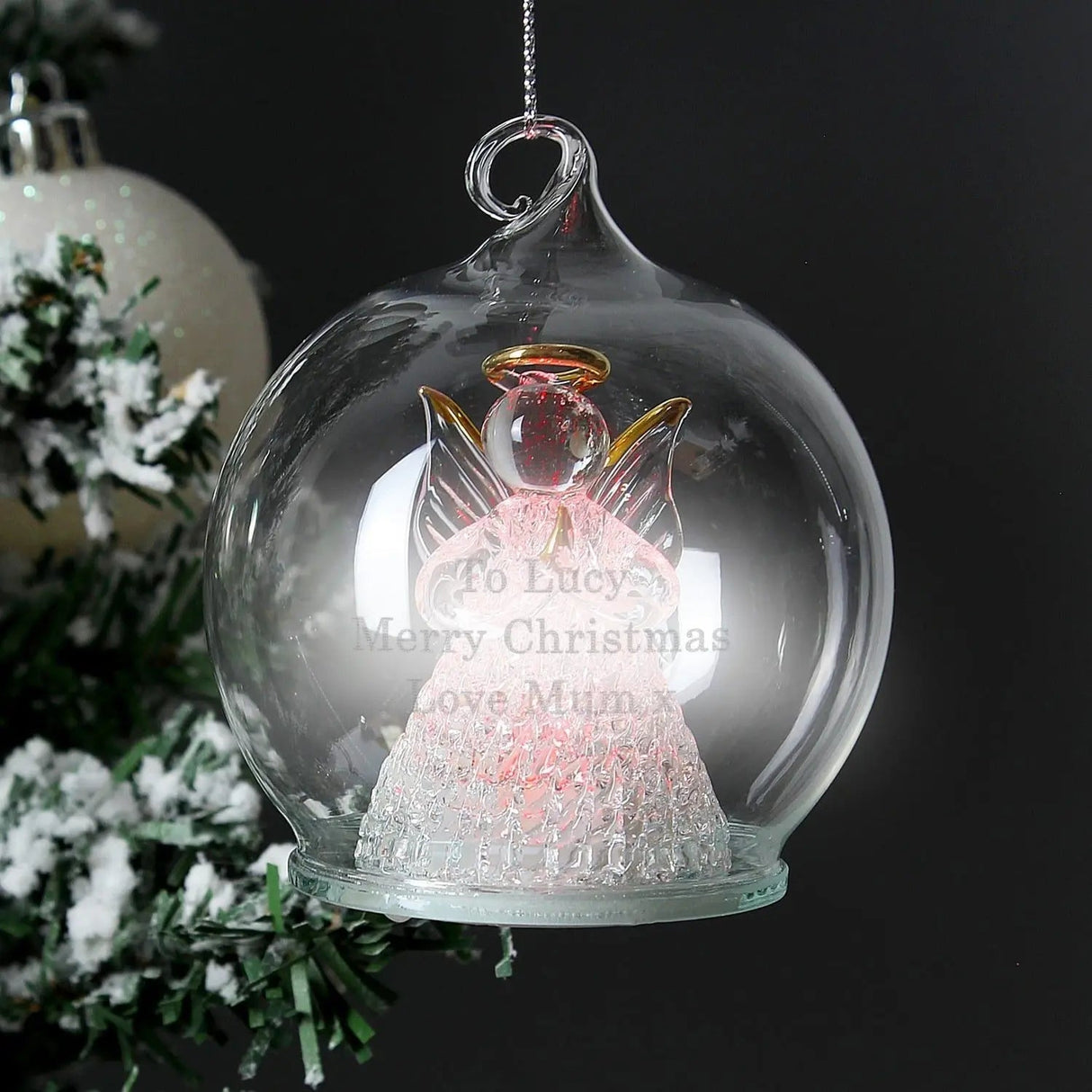 Personalised LED Angel Christmas Bauble: 4 - LED Lighting By Gift Moments