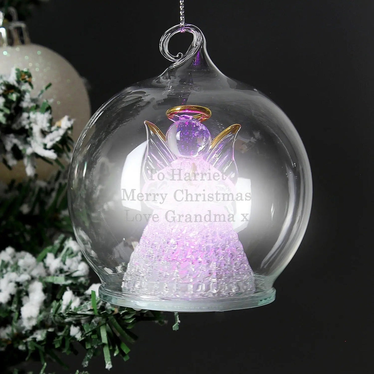 Personalised LED Angel Christmas Bauble: 2 - LED Lighting By Gift Moments