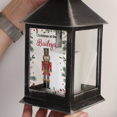 Personalised Christmas Black Nutcracker Lantern: 4 - LED Lighting By Gift Moments