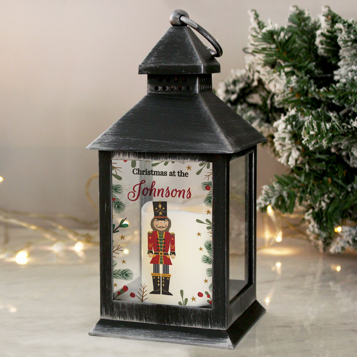 Personalised Christmas Black Nutcracker Lantern: 1 - LED Lighting By Gift Moments