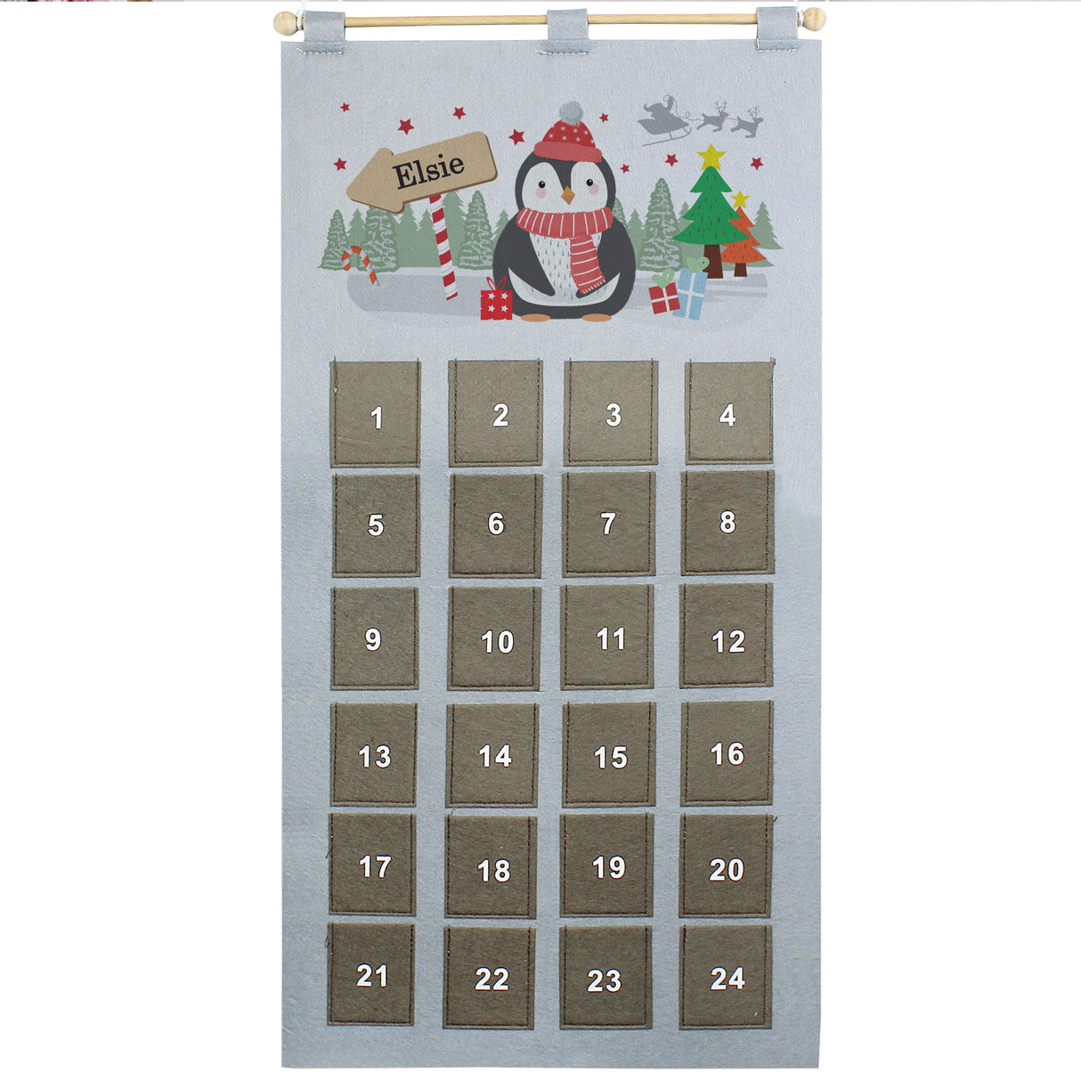 Personalised Silver Grey Penguin Advent Calendar: 5 - Advent Calendars By Gift Moments