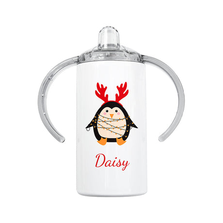 Personalised Christmas Penguin Kids Sippy Cup: 7 - Kids Bottles By Gift Moments