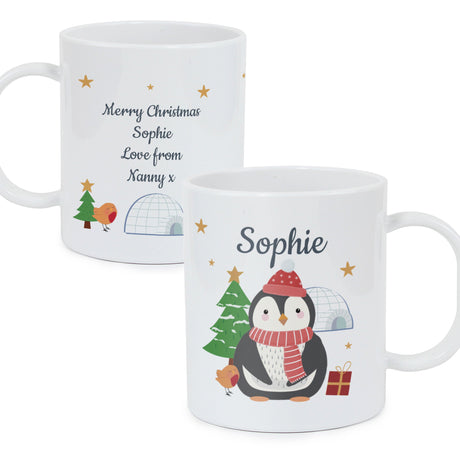 Personalised Christmas Penguin Mug: 5 - Plastic Mugs By Gift Moments