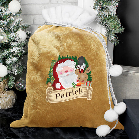 Personalised Gold Santa Sack: 2 - Christmas Sacks By Gift Moments