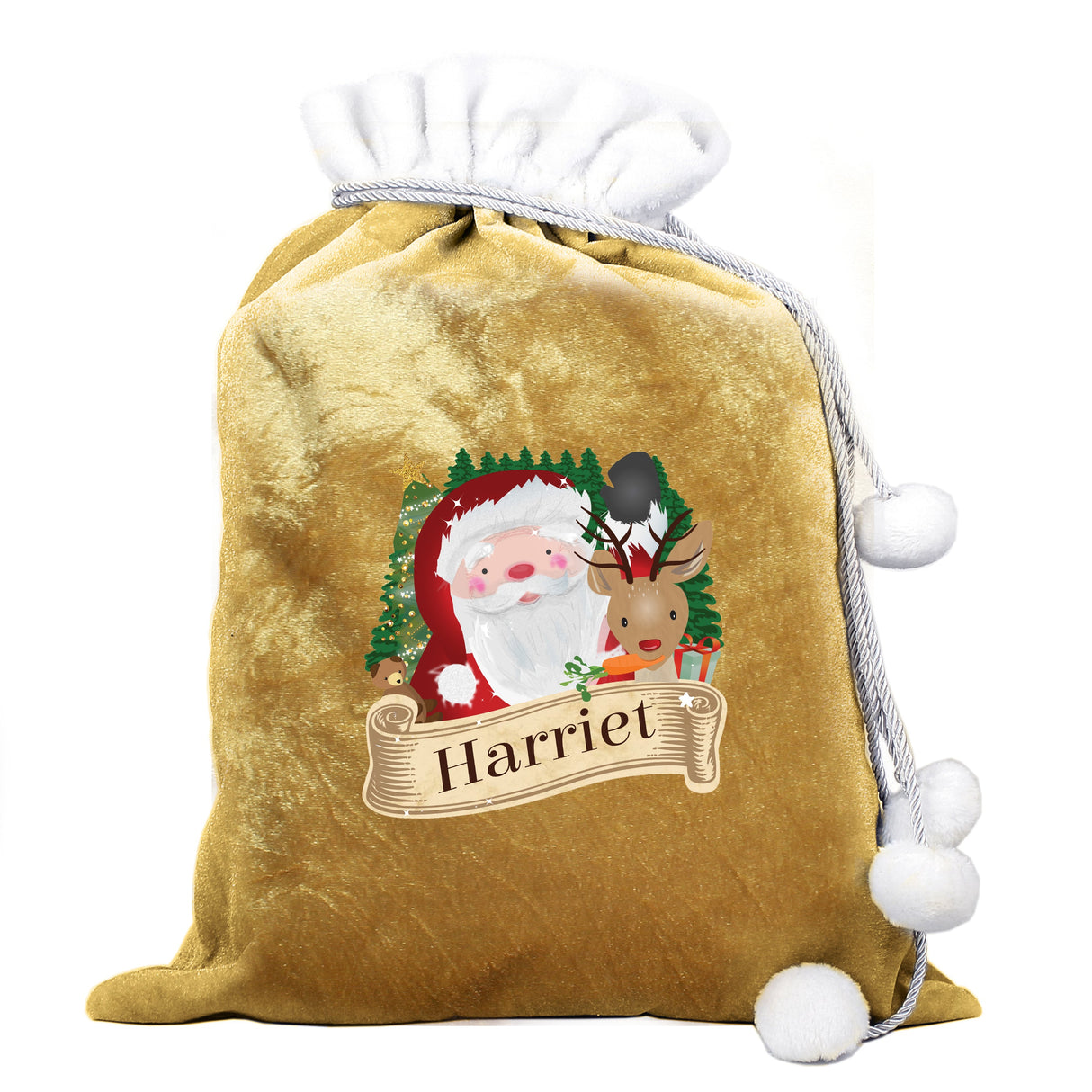 Personalised Gold Santa Sack: 3 - Christmas Sacks By Gift Moments