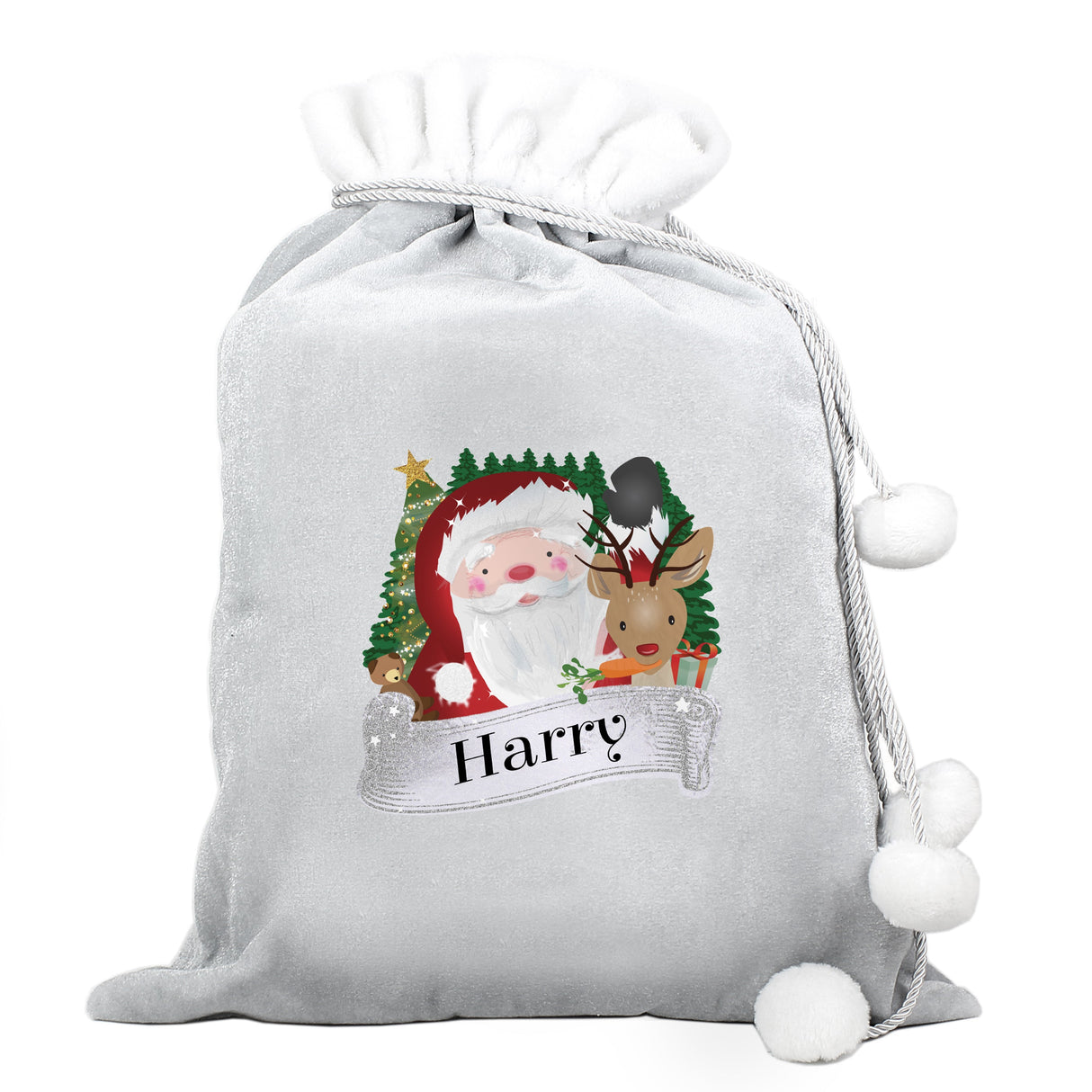 Personalised Grey Santa Sack: 4 - Christmas Sacks By Gift Moments