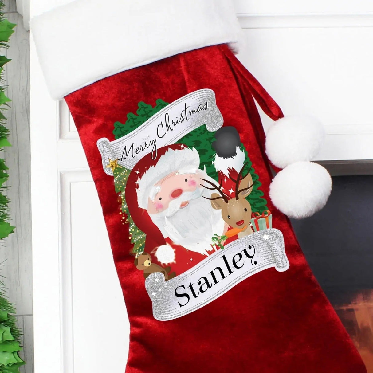 Personalised Santa Red Velvet Stocking: 2 - Christmas Stockings By Gift Moments