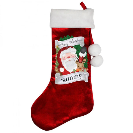 Personalised Santa Red Velvet Stocking: 3 - Christmas Stockings By Gift Moments