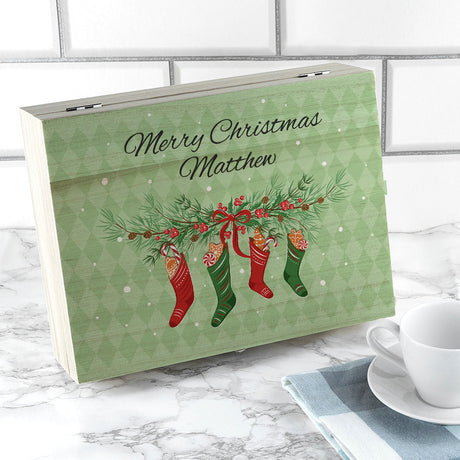 Personalised Christmas Stockings Tea Box Selection: 3 - Tea Boxes By Gift Moments