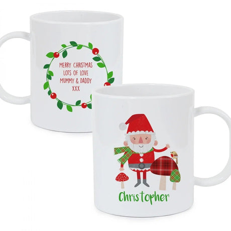 Personalised Toadstool Santa Plastic Mug: 4 - Plastic Mugs By Gift Moments