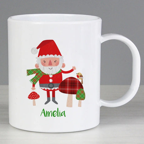 Personalised Toadstool Santa Plastic Mug: 3 - Plastic Mugs By Gift Moments