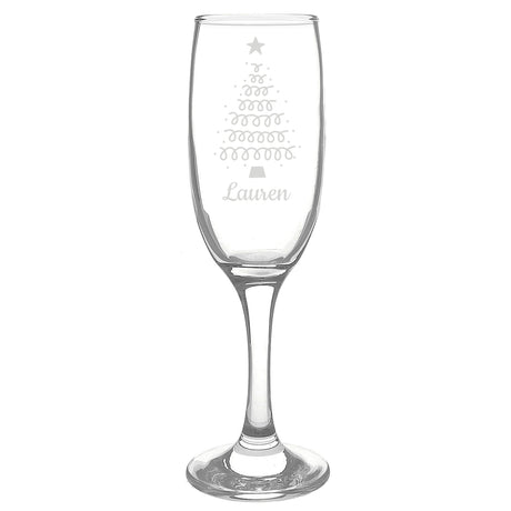 Personalised Christmas Tree Glass Flute: 4 - Champagne Flutes By Gift Moments