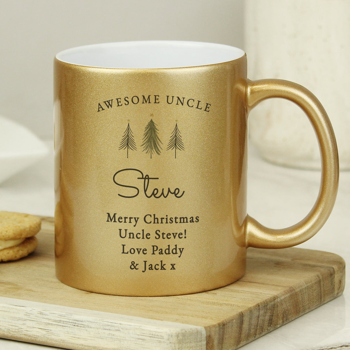 Personalised Gold Glitter Christmas Tree Mug: 6 - Mugs By Gift Moments