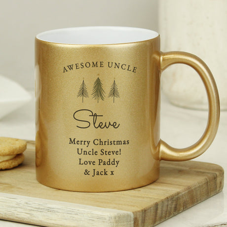 Personalised Gold Glitter Christmas Tree Mug: 6 - Mugs By Gift Moments