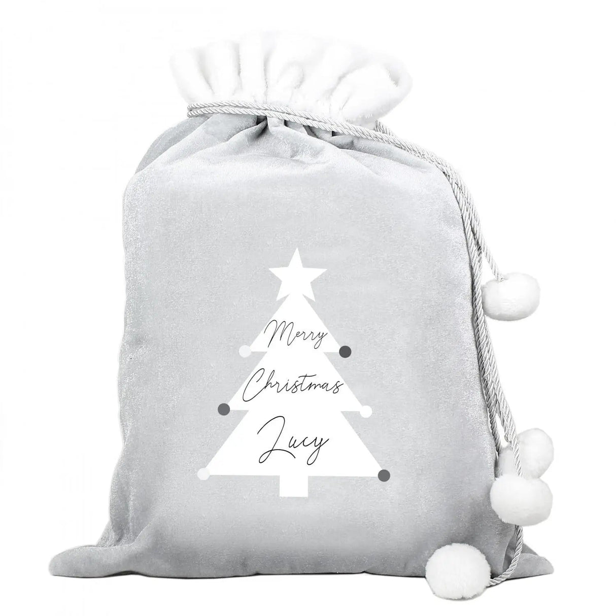 Personalised Silver Grey Pom Pom Christmas Sack: 3 - Christmas Sacks By Gift Moments