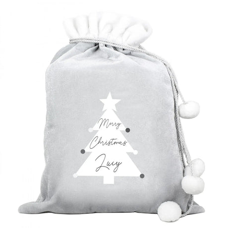 Personalised Silver Grey Pom Pom Christmas Sack: 3 - Christmas Sacks By Gift Moments