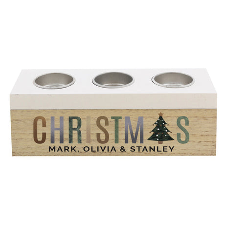 Personalised Christmas Tree Tea Light Holder: 4 - Candle Holders By Gift Moments