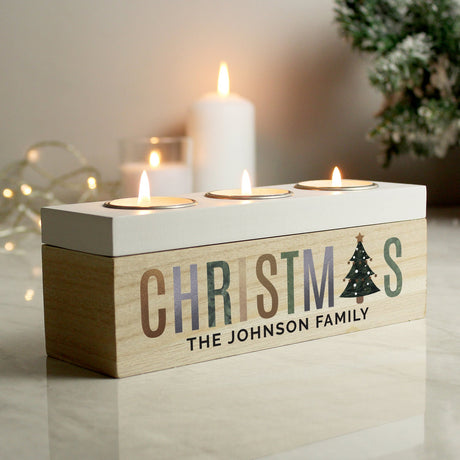 Personalised Christmas Tree Tea Light Holder: 1 - Candle Holders By Gift Moments