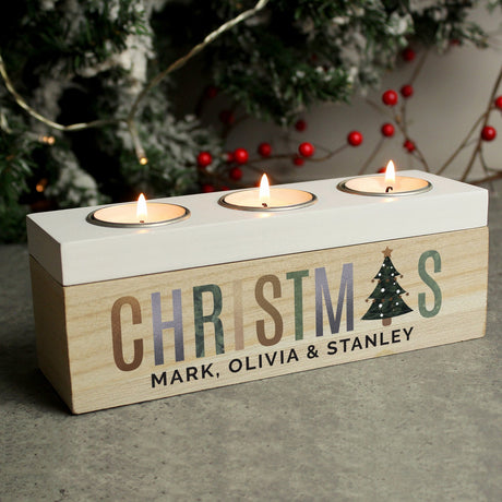 Personalised Christmas Tree Tea Light Holder: 2 - Candle Holders By Gift Moments