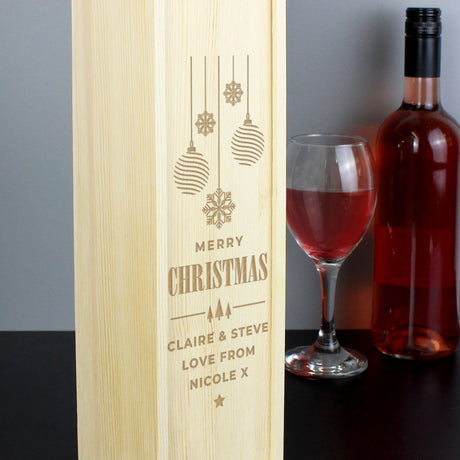 Personalised Christmas Wooden Wine Presentation Box: 4 - Barware By Gift Moments