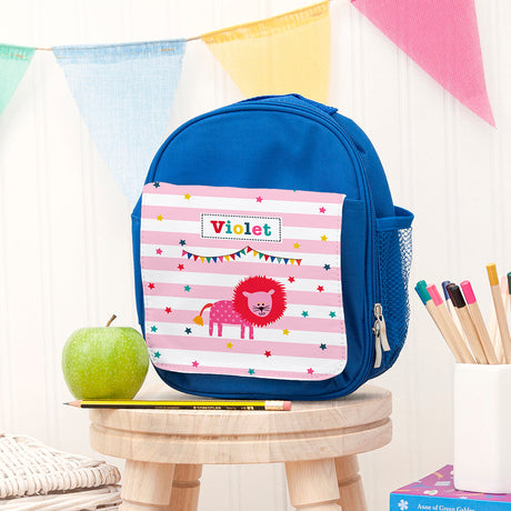 Personalised Circus Themed Blue Lunch Bags Lion - Lunch Boxes & Bags at Gift Moments