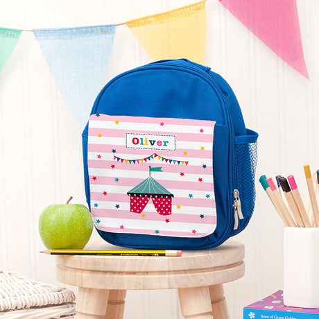 Personalised Circus Themed Blue Lunch Bags Tent - Lunch Boxes & Bags at Gift Moments