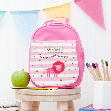 Personalised Girl's Circus Themed Pink Lunch Bags Lion - Lunch Boxes & Bags at Gift Moments