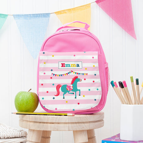 Personalised Girl's Circus Themed Pink Lunch Bags Horse - Lunch Boxes & Bags at Gift Moments