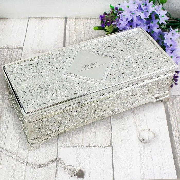 Personalised Antique Silver Plated Jewellery Box: 5 - Jewellery Boxes By Gift Moments