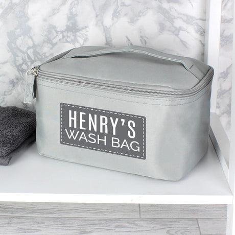 Personalised Grey Grooming Wash Bag: 2 - Toiletry & Makeup Bags By Gift Moments