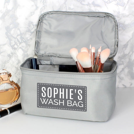 Personalised Grey Grooming Wash Bag: 1 - Toiletry & Makeup Bags By Gift Moments