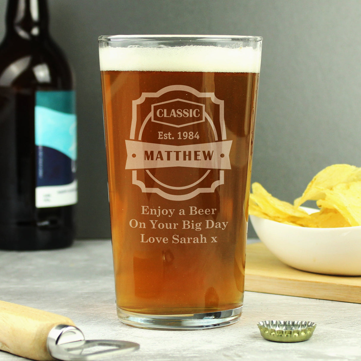 Personalised Classic Pint Glass Gift: 1 - Beer Glasses By Gift Moments