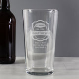 Personalised Classic Pint Glass Gift: 4 - Beer Glasses By Gift Moments