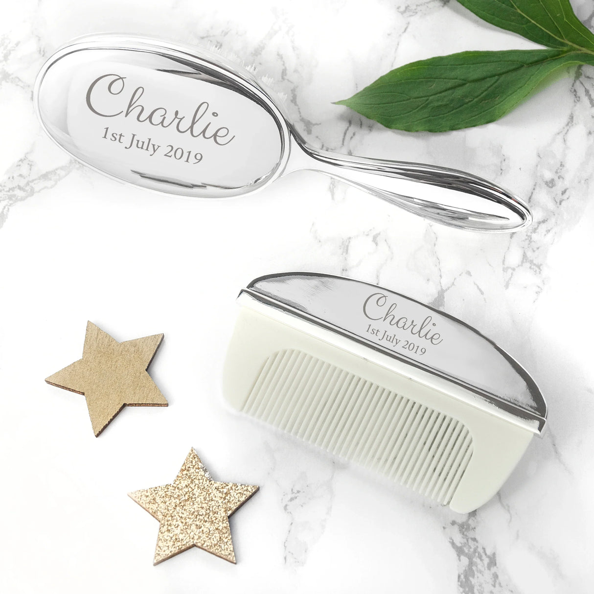 Personalised Silver Plated Baby Brush & Comb Set: 5 - Baby By Gift Moments