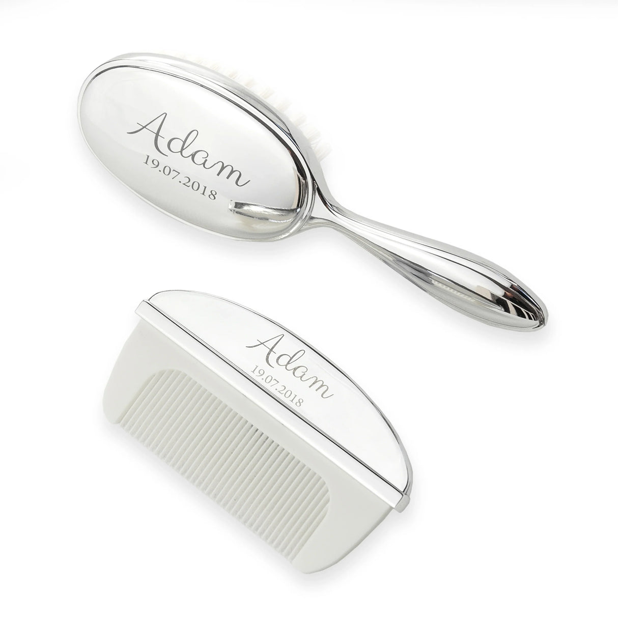 Personalised Silver Plated Baby Brush & Comb Set: 8 - Baby By Gift Moments