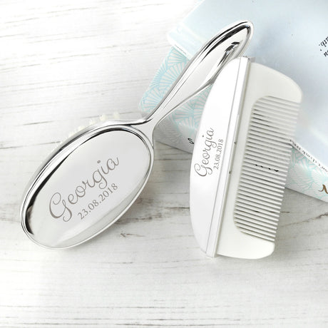 Personalised Silver Plated Baby Brush & Comb Set: 3 - Baby By Gift Moments