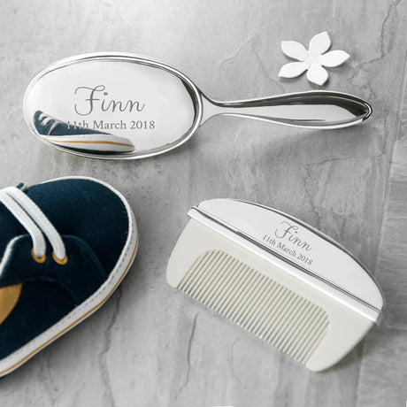 Personalised Silver Plated Baby Brush & Comb Set: 6 - Baby By Gift Moments