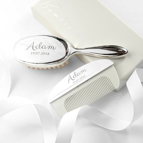 Personalised Silver Plated Baby Brush & Comb Set: 1 - Baby By Gift Moments