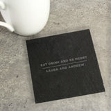 Personalised Slate Coaster with Custom Text: 2 - Coasters By Gift Moments