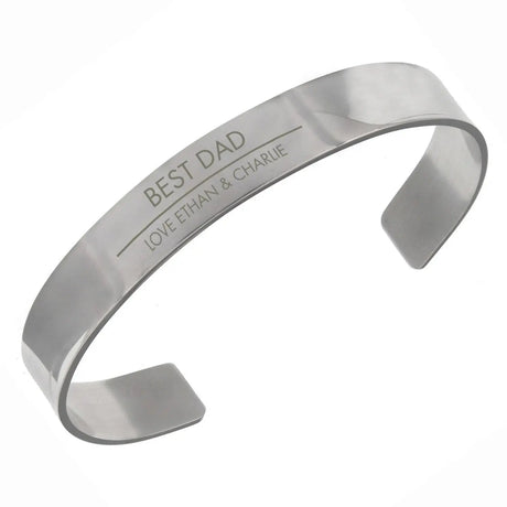 Personalised Stainless Steel Classic Bangle: 3 - Bracelets By Gift Moments