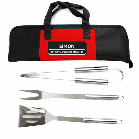 Personalised 3-Piece Stainless Steel BBQ Kit: 5 - Tools & Storage By Gift Moments