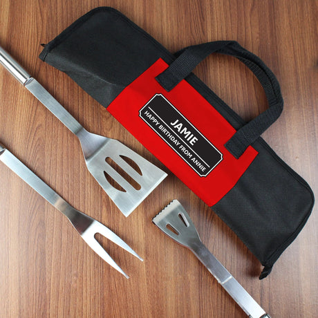 Personalised 3-Piece Stainless Steel BBQ Kit: 3 - Tools & Storage By Gift Moments