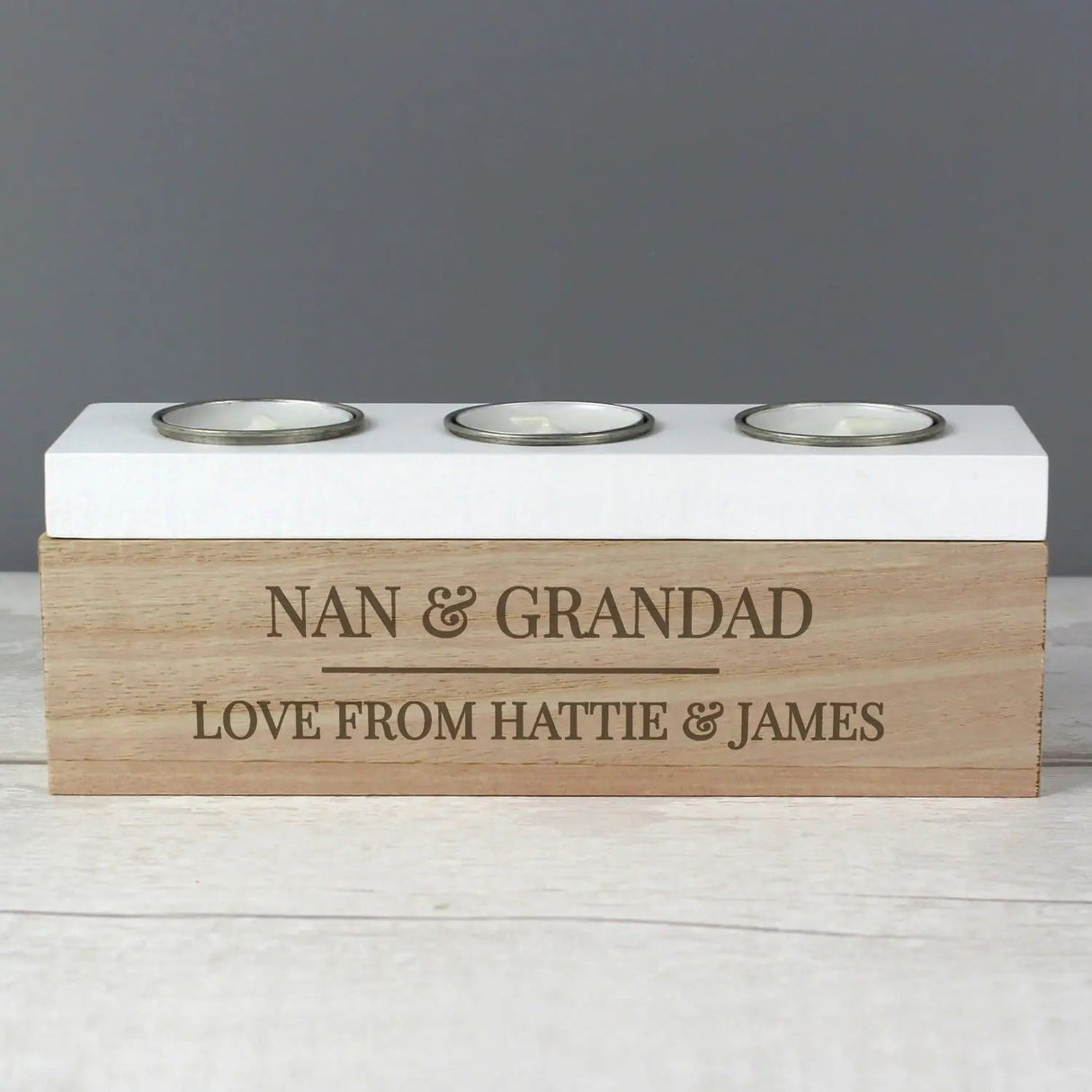 Personalised Triple Tea Light Storage Box: 4 - Candle Holders By Gift Moments